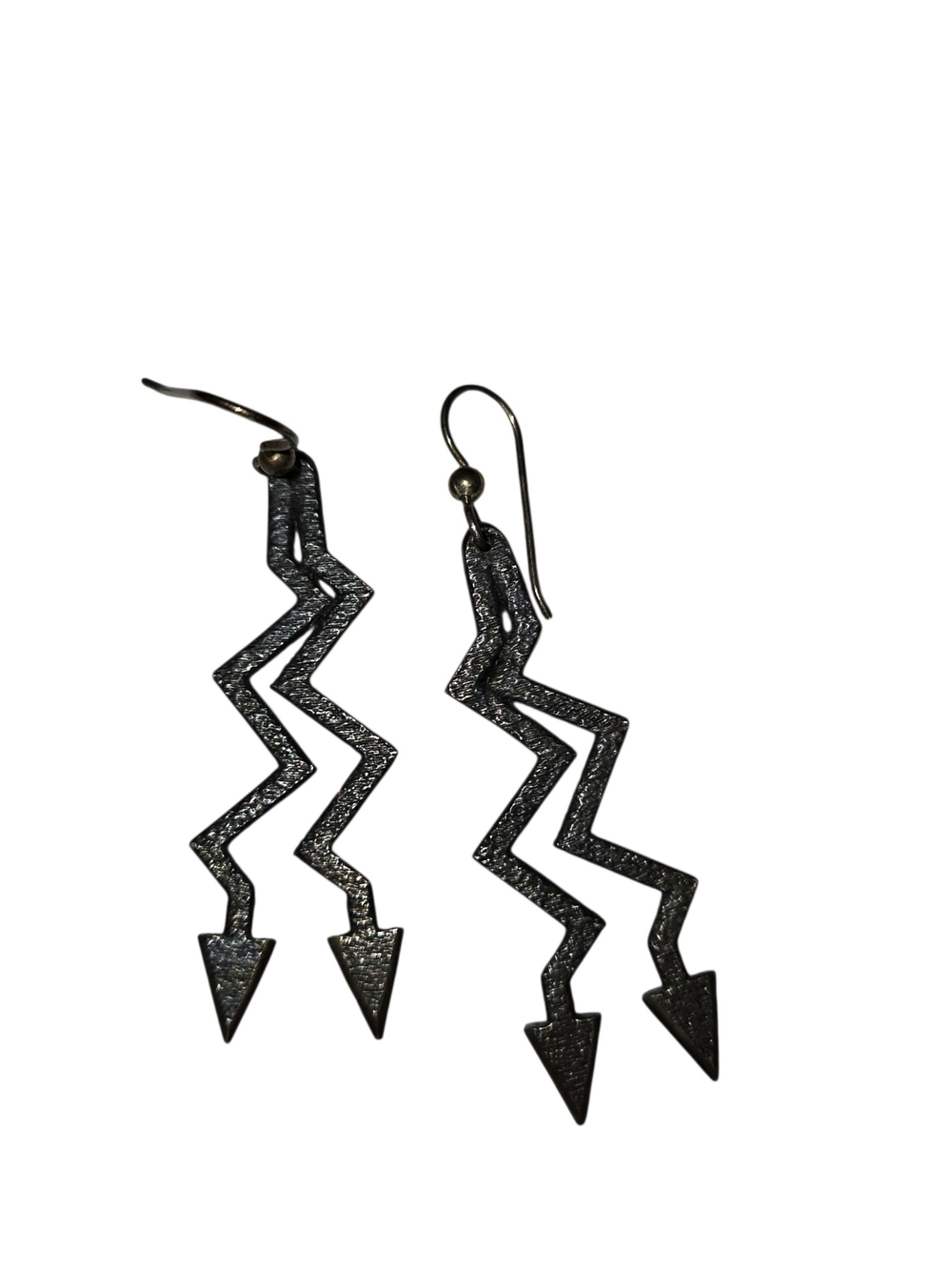 Black Zigzag Lightning Bolt Dangle Earrings